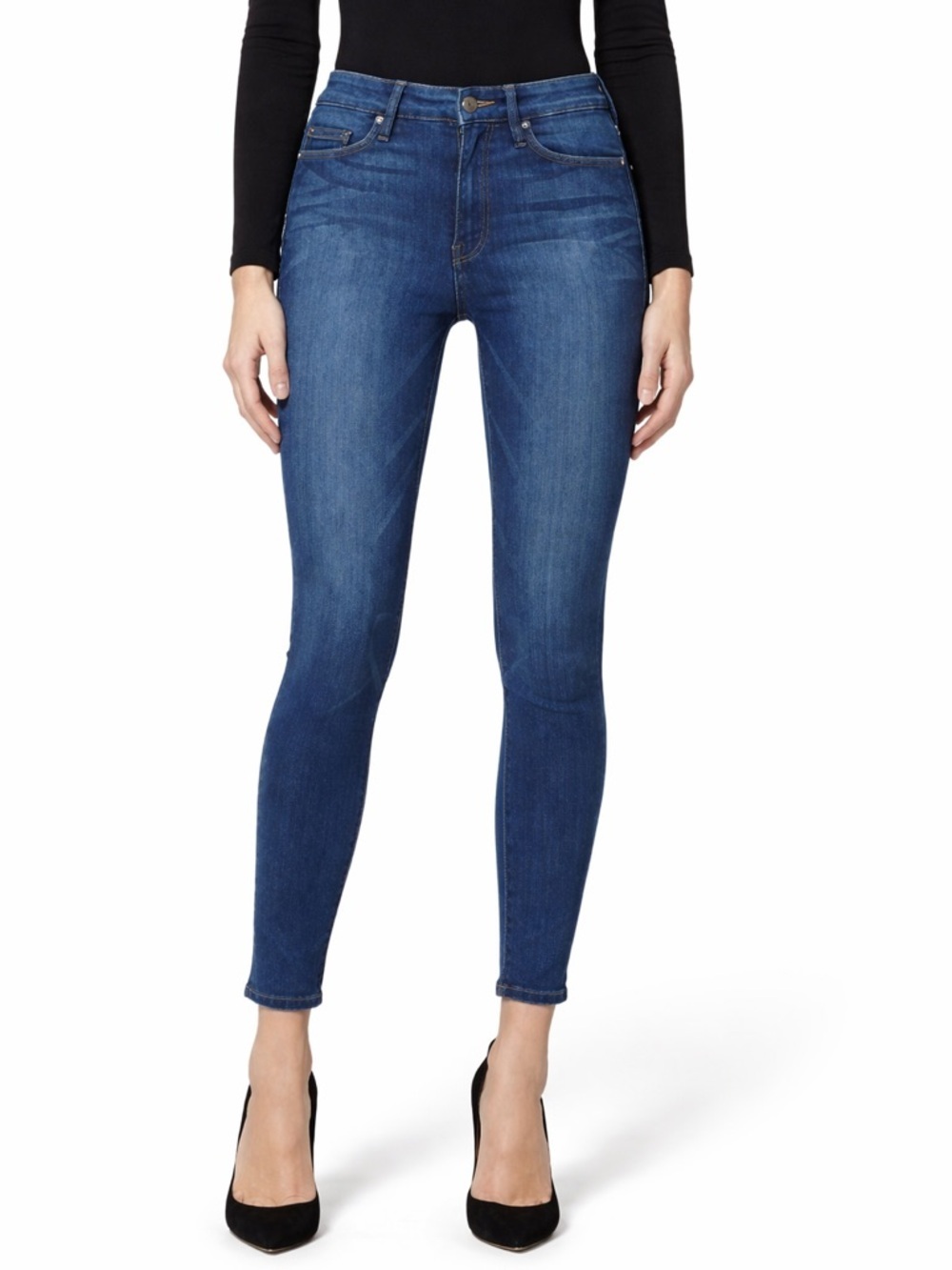 Good American Good Waist High Rise Skinny Crop Jeans Blue Stretchy Denim Size 10